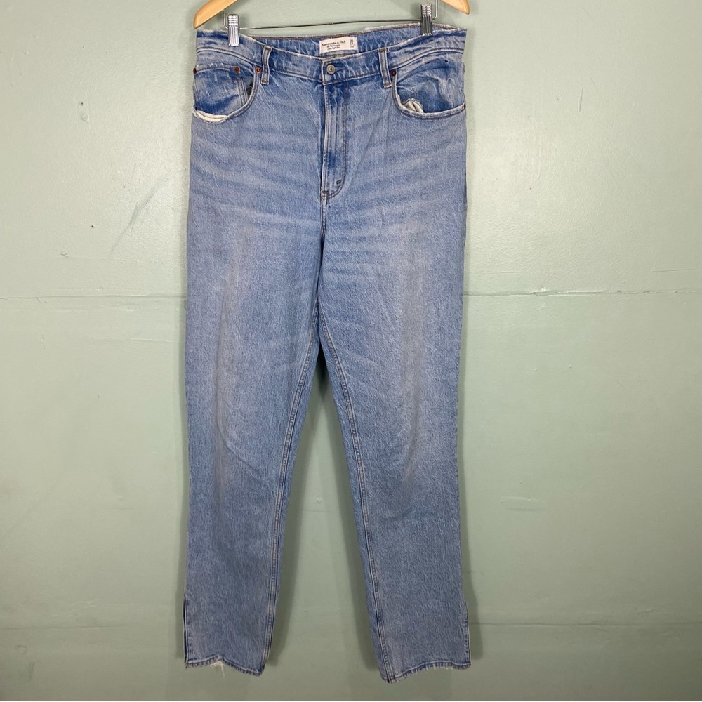 Abercrombie & Fitch 90s Straight High Rise Curve Love Jeans Blue 32 14 XL Long